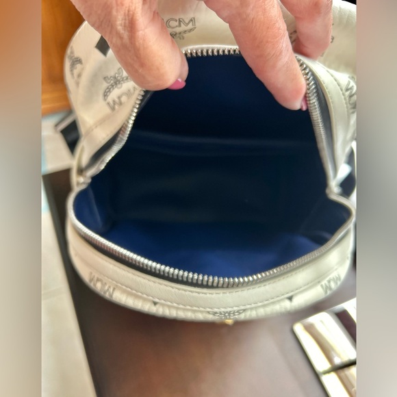 MCM White Studded Visetos Backpack - Picture 3 of 16